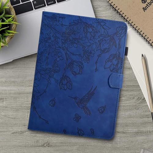 Case for Kindle Fire HD 8 & 8 Plus (12th/10th Generation 2024/2022/2020) | Embossed Hummingbird PU Leather Flip Folio Stand Cover, Auto Wake/Sleep with Card Slot for Kindle Fire HD 8/8 Plus, Darkblue - color: A6 Darkblue