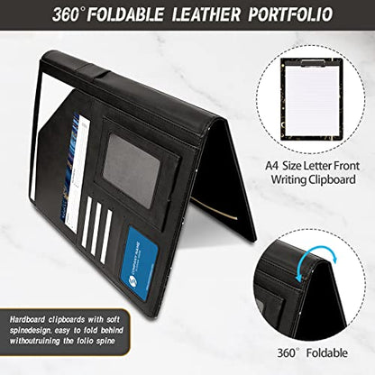 Ospelelf Clipboard Folio with Notepad and Pocket Leather Storage Clipboard Binder Padfolio for Women - color: Black Tarotcards