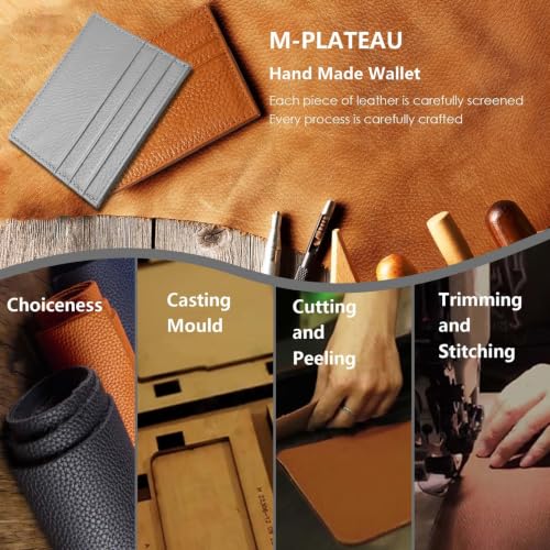 M-Plateau Super Slim Genuine Leather Credit Card Wallet - color: Grey