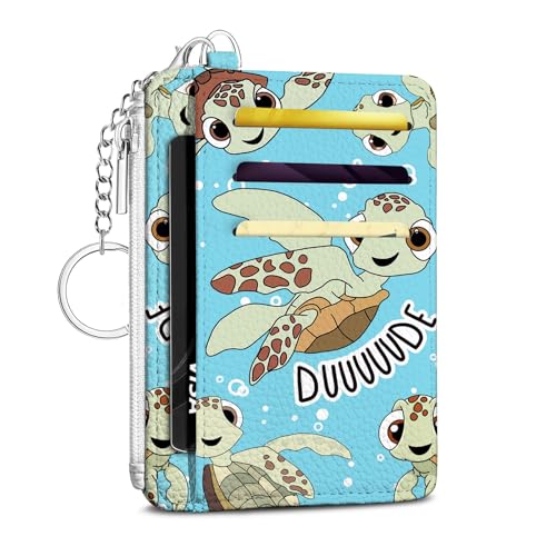 Sea Turtle Credit Card Holder Small Wallet for Women | Slim RFID Wallet Front Pocket with Zipper Coin Pocket, Travel Thin Card Case with ID Window - color: Sea Turtle