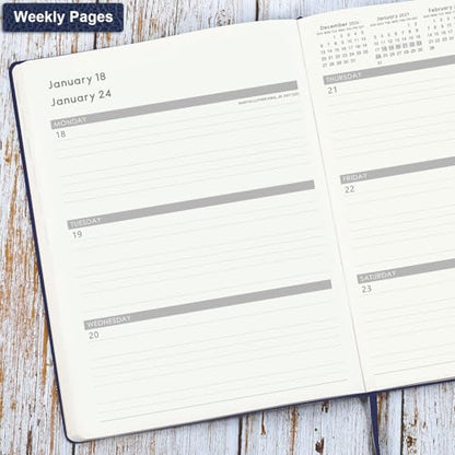 Planner 2026-2027 - Jul 2026 - Jun 2026, 8.5" x 11" 2026-2027 Planner Weekly and Monthly, Faux Leather Cover, Pen Holder, Pocket, 25 Notes Pages, A4 Premium Paper - Blue - color: blue