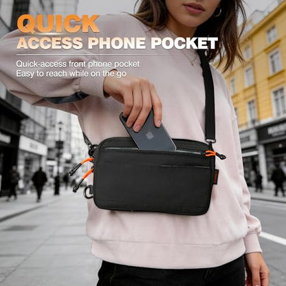 Wristlet Wallet for Women, 4-in-1 RFID Blocking Small Crossbody Bag for Men - color: Black