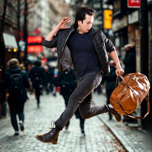Leather Duffle Gym Sports Bag For Men Women 'The GoalGear' Carry all Luggage Hold all Travel Overnighter Weekender Bag (With Strap)