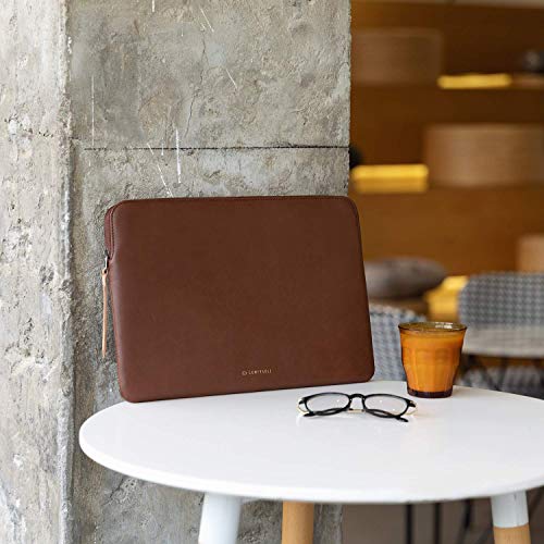 Comfyable Slim Protective Laptop Sleeve Compatible with 13/14 Inch MacBook Air & MacBook Pro M5/M4/M3/M2 Pro/Max 2026, Mac Travel Case, Laptop Pouch, Slim PU Leather Cover, Brown - color: Brown, size: For 13.3"-14" Mac Pro / Mac Air