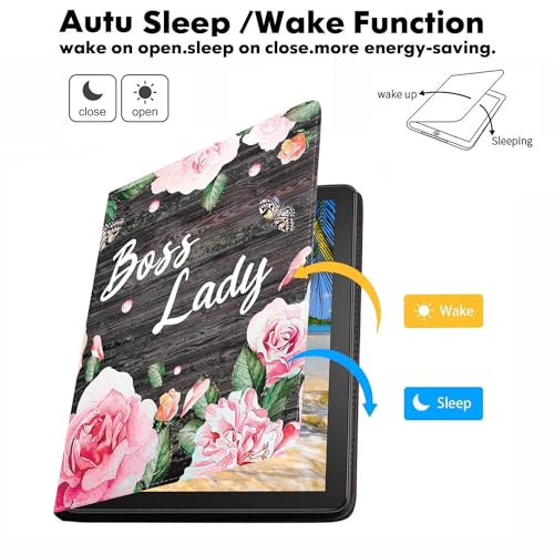 Case for Samsung Galaxy Tab A11 Plus 2025 / A9 Plus 2023 11 Inch, PU Leather Folio Case Smart Cover with Stand & Auto Wake/Sleep, Floral Quote Boss Lady - color: Floral Quote Boss Lady