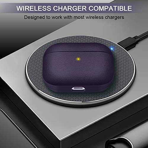 JIELIELE Upgrade Cover Compatible with Airpods Pro Case, Leather Texture Full-Body Protective Case Cover Compatible with Airpods Pro,Wireless Charging and Front LED Visible (Burgundy) - color: E-Purple, size: Airpods Pro 1 Case