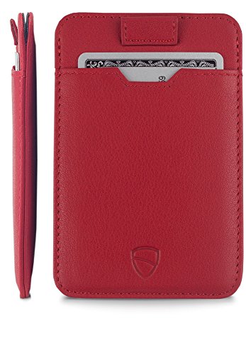 Vaultskin CHELSEA Men's RFID Blocking Slim Leather Wallet (Red) - color: Carmine Red