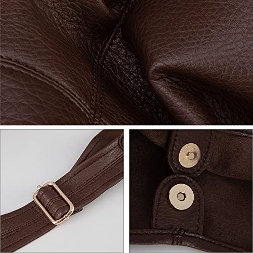 Montana West Hobo Purse for Women, Vegan Leather Shoulder Bag with Wristlet | Soft Slouchy, Magnetic Closure, Adjustable Strap and Matching Zip Wristlet; Roomy Purse for Work, Travel, Daily Use - color: Coffee