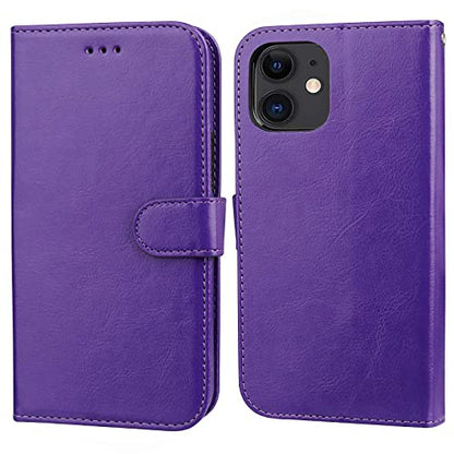 Bocasal Detachable Wallet Case Card Holder for iPhone 12/12 Pro, Purple | Kickstand Card Slots Holder PU Leather Magnetic Shockproof Wrist Strap Removable Flip Protective Cover 6.1 inch - color: Purple