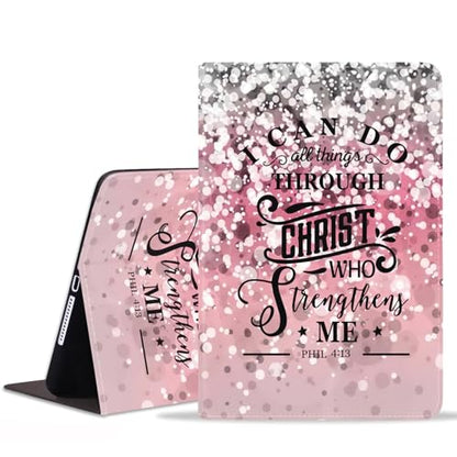 Case for Samsung Galaxy Tab A11 Plus 2025 / A9 Plus 2023 11 Inch, PU Leather Folio Case Smart Cover with Stand & Auto Wake/Sleep, Pink Background Quote Bible Verse Phil 4:13 - color: Pink Background Quote Bible Verse Phil 4:13