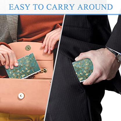Business Card Holder，Color Printing Men's and Women's Business Card Case，Ultra-Thin Metal Business Card Organizer，Carry-on Pocket Wallet Business Card Holder,Green Tree - color: Green Leaf Tree