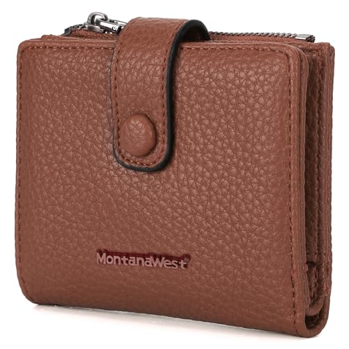 Montana West Women's Wallet Bifold Small Wallets Ladies RFID Blocking Wallet with Zipper Coin Pocket - color: 2 Brown
