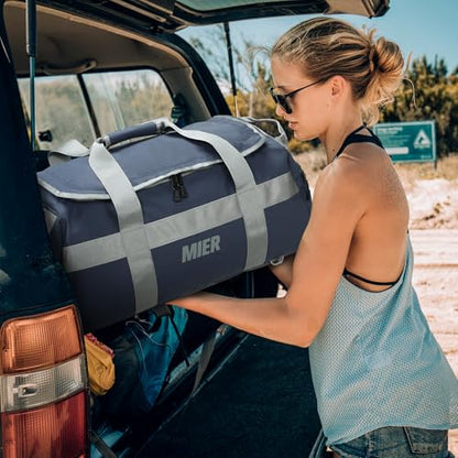 MIER Men's 60L Gym Duffle Bag Large Weekender Travel Duffel Backpack, Blue | Spacious Shoe Compartment; Convertible Duffel with Back Pack Straps; Heavy-Duty & Water-Resistant; Traveling Overnight Gear - color: Blue