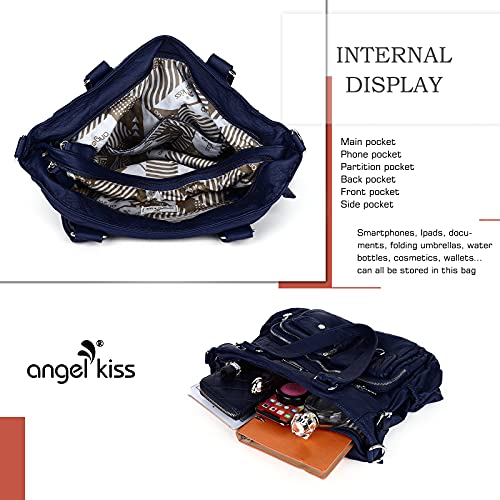 Angel Kiss Large Purses for Women Soft PU Leather Hobo Bag for Women Shoulder Bags - color: Blue