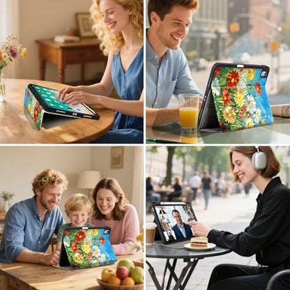 Lokigo New for iPad (A16) 11th Generation Case 11 Inch 2025, iPad 10th Generation Case 10.9 inch 2022 with Pencil Holder, Support Touch ID, Oil Painting Daisy - color: Colorful Daisy