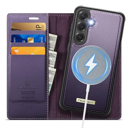 for Samsung Galaxy S26 5G 2in1 Detachable Wallet Case, Purple | Compatible with Magsafe, Magnetic, RFID Blocking Card Holder, Shockproof, Kickstand, Wireless Charging, PU Leather Flip Cover - color: (Detachable 2 in 1)-Purple, size: Galaxy S26