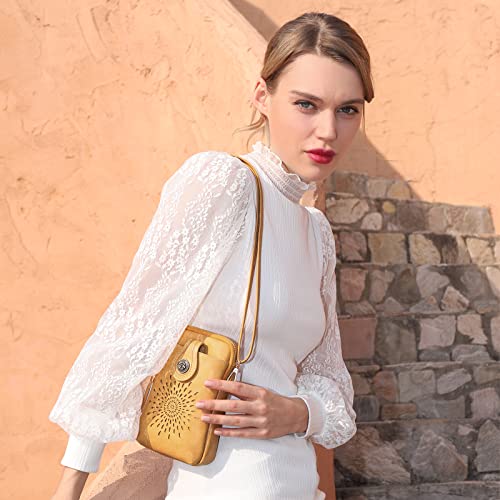APHISON Small Crossbody Bags for Women, Lightweight Vegan Leather Cell Phone Purse, Cute Purses with Tassels - color: 03-s-yellow