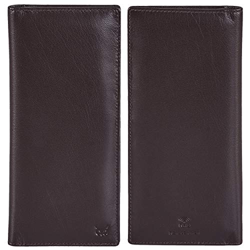 Long Wallet for Men Women Leather Slim Bifold RFID Blocking Card Holder | Real Top Grain Leather, Stylish 18 Credit Card Slots, 2 ID Windows, 2 Currency Sleeves, Gift Box, (Coffee, Nappa) - color: Coffee Nappa