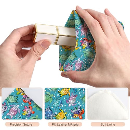 2Pcs PU Leather Small Squeeze Coin Purse Pouch Mini coin Bag Unique And Cute Wallet Cosmetic Bags Change Bag For Women Girls Men Colorful Turtle Pattern - color: Colorful Turtle Pattern