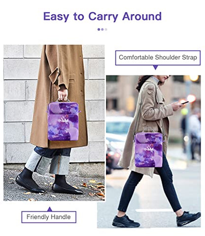 MoKo 13 Inch Tablet Sleeve Bag Carrying Case with Shoulder Strap Handle - color: Purple Starry Sky, size: 12.9 inch