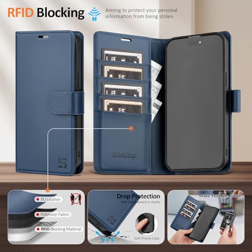 Shieldtop Compatible with Magsafe Magnetic 2 in 1 Detachable iPhone 12 Pro Wallet Case with Card Holder Credit Slots Men Women,PU Leather RFID Blocking Flip Kickstand for Apple 12 6.1",Blue - color: Blue, size: iPhone 12 - 6.1"/iPhone 12 Pro - 6.1"