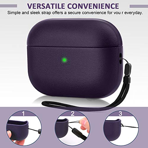 JIELIELE Upgrade Cover Compatible with Airpods Pro Case, Leather Texture Full-Body Protective Case Cover Compatible with Airpods Pro,Wireless Charging and Front LED Visible (Burgundy) - color: E-Purple, size: Airpods Pro 1 Case