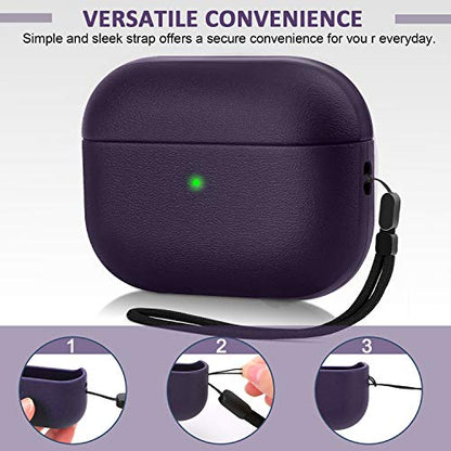 JIELIELE Upgrade Cover Compatible with Airpods Pro Case, Leather Texture Full-Body Protective Case Cover Compatible with Airpods Pro,Wireless Charging and Front LED Visible (Burgundy) - color: E-Purple, size: Airpods Pro 1 Case