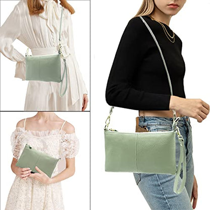 Beurlike Leather Wristlet Wallet Clutch Purses For Women Small Crossbody Phone Bags - color: Spearmint