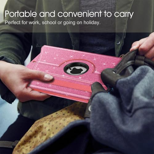 Fintie 360° Rotating Case for iPad 9th / 8th / 7th Generation 10.2 Inch | Swivel Stand, Portrait & Landscape Viewing, Shockproof Cover with Pencil Holder, Auto Wake/Sleep, Glittering Pink - color: Glittering Pink