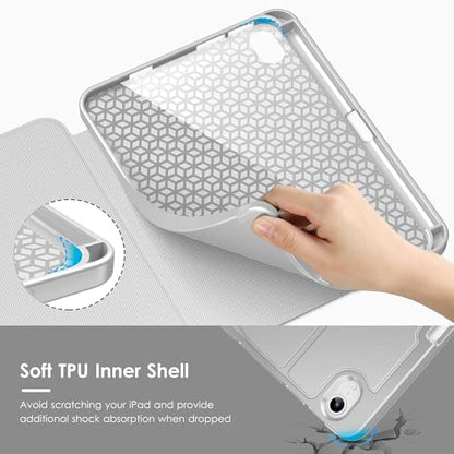 Case for iPad mini 7 (A17 Pro) and iPad mini 6,Multiple Angles Magnetic Stand Cover,Shockproof Soft Back,Pencil Holder,and Auto Sleep/Wake,Gray - color: Gray