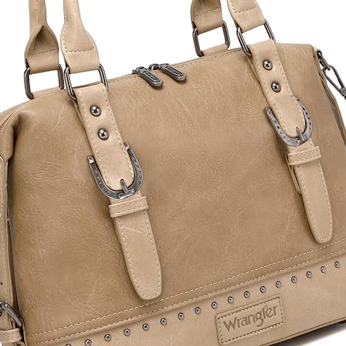 Wrangler Doctor Bag Top Handle Purse Hobo Shoulder Barrel Satchel Handbags for Women - color: Coyote Indian Khaki