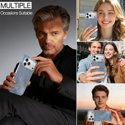 Phone Case for iPhone 17 Pro Max,Gray-Blue | Magnetic Case, Compatible with Magsafe - Denim Fabric - Slim Fit & Soft Feel - color: Grey-blue, size: iPhone 17 Pro Max