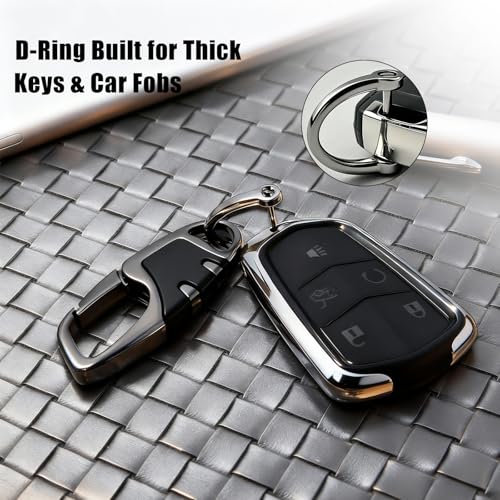 Keychain Carabiner Clip,Heavy Duty Belt Loop Car Key Ring Holder | Durable metal build, mens EDC accessory, 4 key rings, secure locking D-ring, fits belt loops, holds home, car key fobs - color: 2pcs Gunmetal Black