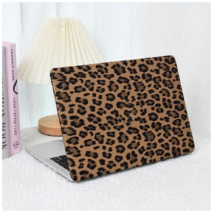 for MacBook Air 13 inch Case 2022-2018 M1,Leopard Brown | Leather Textured Hard Shell,With Keyboard Cover, Anti-Fingerprint, Anti-Scratch，Slim,Lightweight - color: Leopard Brown, size: 2018-2022 Macbook Air 13 inch M1 A2337