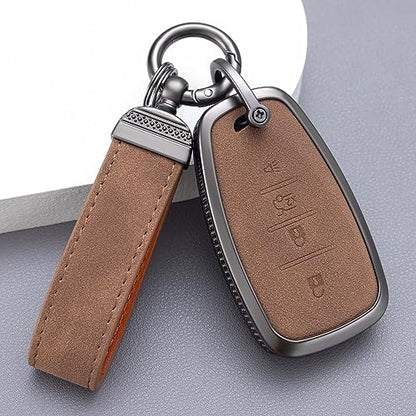 YO&YOYE Compatible with Chevy Key Fob Cover with Keychain Leather Key Case Protector for Chevrolet Equinox Malibu Cruze Camaro Tahoe Silverado Traverse Blazer Sonic (Brown, 4 buttons) - size: Model1-brown-4buttons