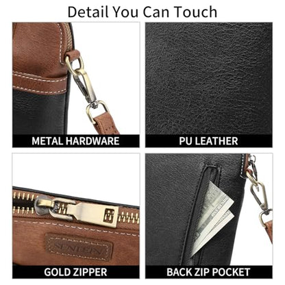 SENDEFN Cell Phone Purses for Women Small Crossbody Bag Shoulder Handbag with Adjustable Strap - color: A04-black Brown