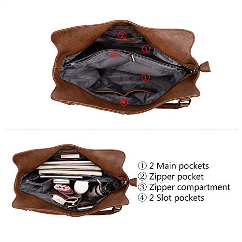 Tote Bag for Women PU Leather Shoulder Bags Fashion Hobo Bags Large Purse and Handbags with Adjustable Shoulder Strap - color: Brown