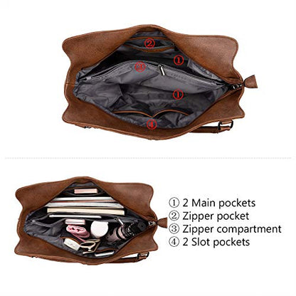 Tote Bag for Women PU Leather Shoulder Bags Fashion Hobo Bags Large Purse and Handbags with Adjustable Shoulder Strap - color: Brown