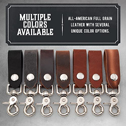 Main Street Forge | Full Grain Leather Keychain for Men | Made in USA | Hand Made | Luxury Valet Key Chain - color: Bootlegger Brown