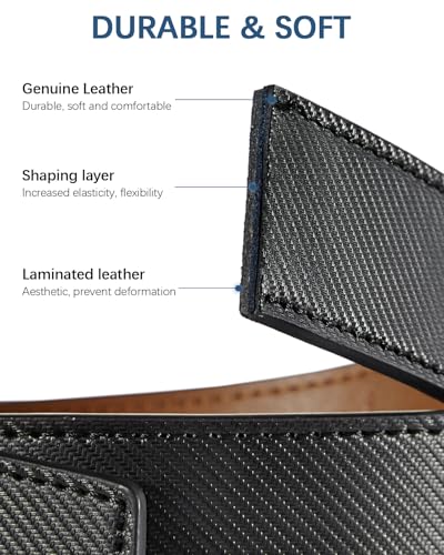 BOSTANTEN Leather Ratchet Belts for Men 2 Pack Trimmable 1 3/8“ Gift Boxed - color: 008-black and Brown, size: 36"-42" Waist Adjustable