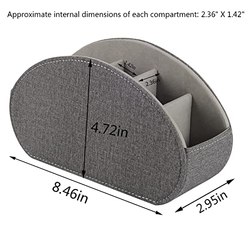 Remote Control Holder,TV Remote Caddy/Box with 5 Compartments,Bedside Table Organizer for Controller,Glasses,makeup brushes,jewelry and Media Player,Pen/Pencil Storage (Grey) - color: Grey