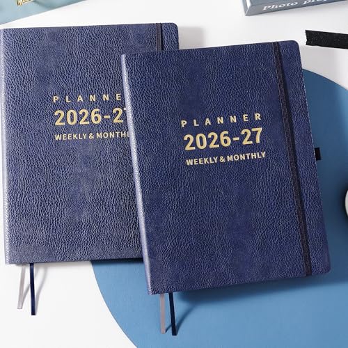 Planner 2026-2027 - Jul 2026 - Jun 2026, 8.5" x 11" 2026-2027 Planner Weekly and Monthly, Faux Leather Cover, Pen Holder, Pocket, 25 Notes Pages, A4 Premium Paper - Blue - color: blue