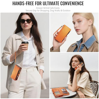 Defencase for iPhone 17 Pro Max Case Wallet Compatible with Magsafe, Orange - color: (Detachable with Magsafe)-Orange