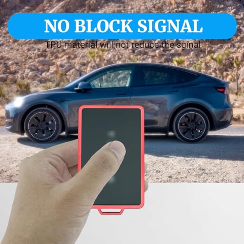 Joouheax Transparent Card Key Holder for Tesla, Soft TPU, Red | Transparent Soft Card Case Cover for Model Y/3/S/X Cybertruck Accessories - color: Red