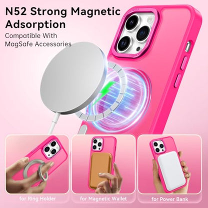 BENTOBEN Magnetic for iPhone 14 Pro Max Case, [Compatible with MagSafe] [Military-Grade Protection] Translucent Matte Frosted Slim Shockproof Women Men Phone Case for iPhone 14 Pro Max 6.7",New Pink - color: New Pink