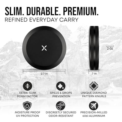 CanX Metal Can for Zyn | Twist Closure and Strong Knurled Grip | Spill-Resistant | Compact EDC Storage | Pouch & Pill Case | Tin Puck Holder | Dip Can | Zyn Tin | Premium Aluminum Container (Black) - color: Black