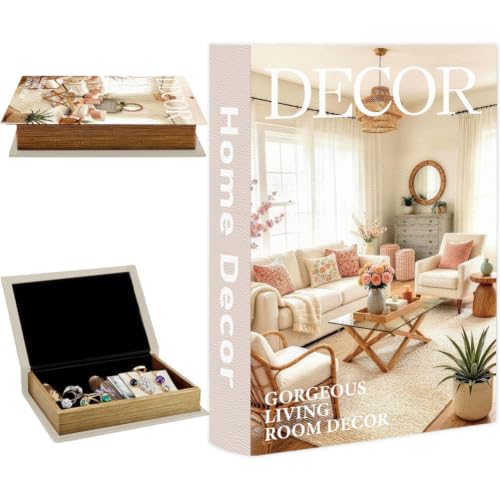 Decorative Modern Book Boxes 9.1 x 5.9 x 2 Inch Faux Book Storage Box Home Decor Magazine Pattern Decorative Storage Organizers for Jewelry Trinket Wedding Keepsake Home Office Bookshelf - color: House