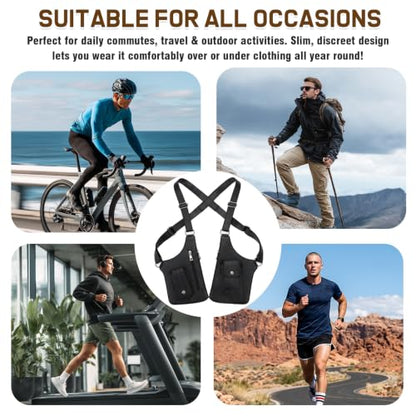 Double Shoulder Armpit Bag for Men, 2026 Upgraded Anti-Theft Underarm Shoulder Holster Bag with Adjustable Strap, Hidden Phone Wallet Pocket, Multi-Pocket Outdoor Travel Daily Commute Pouch