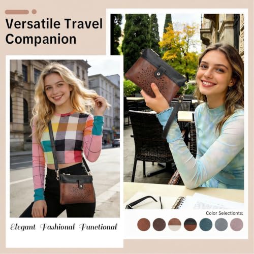 APHISON Wristlet Wallets Clutch Purses Small Crossbody Bags For Women, Cell Phone Wallet Purse RFID Wallet Women - color: 06-black Brown
