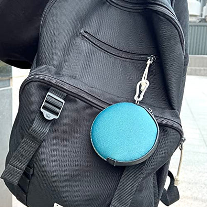 Mini Round Coin Purse with Clip on, Lightweight Waterproof Zipper Pouch for Earbuds, Keys, Coins, Compact Travel Storage Case for Women & Men, Xmas Gift [ Bright Blue ] - color: Bright Blue